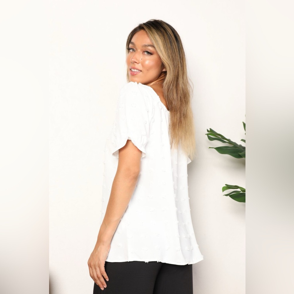 Mandy Swiss Dot Puff Sleeve Square Neck Blouse - Picture 5 of 11